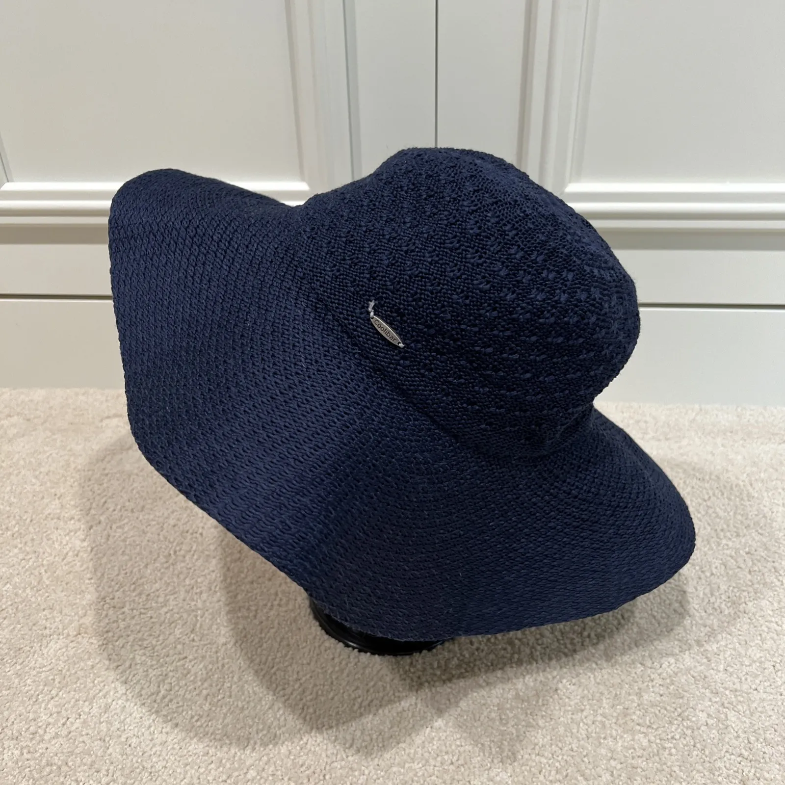 Coolibar Navy Knit Floppy Sun Protection Hat One Size Outdoor Beach Resort Blue - Image 4