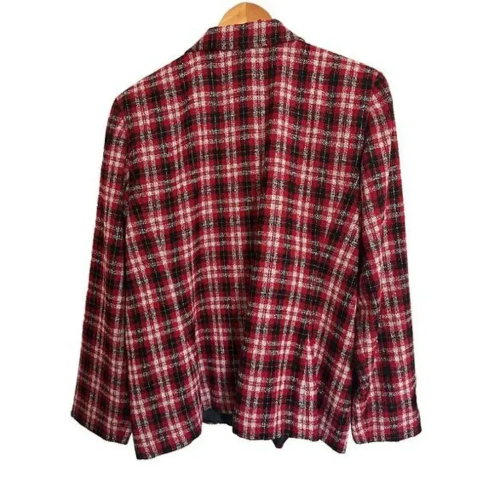 Leslie Fay‎ Haberdashery Tweed Button Down Suit Jacket Red - Image 3