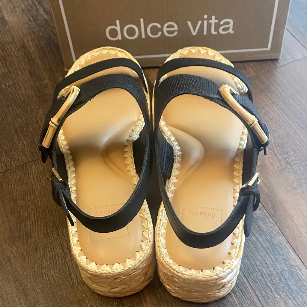 Dolce Vita Black and Tan Espadrille Sandals Size 9 - Image 8