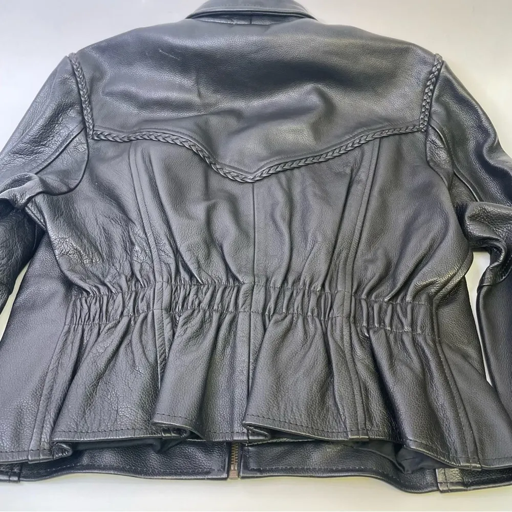 All State Leather Jacket Vintage Coat Biker Moto Zip Up 90s Quilted Lining Size 3X - Image 10