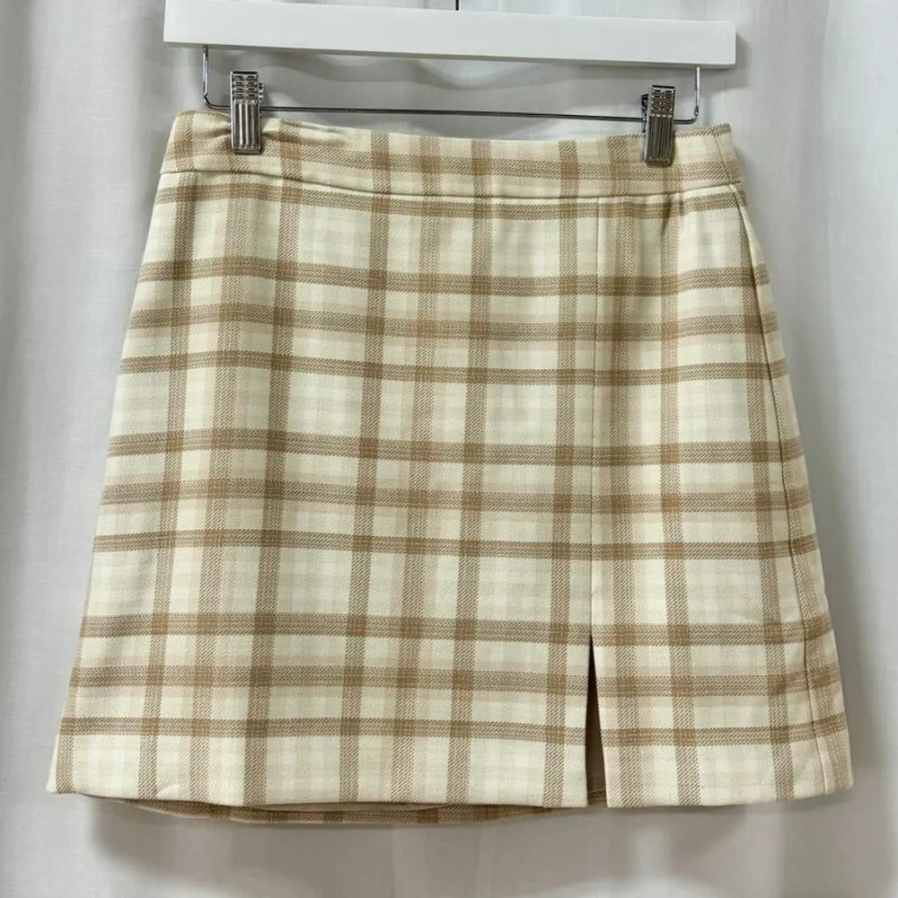 NWT Wilfred Aritzia Patio High Waist A-Line Mini Skirt Francesca Beige Women S - Image 4