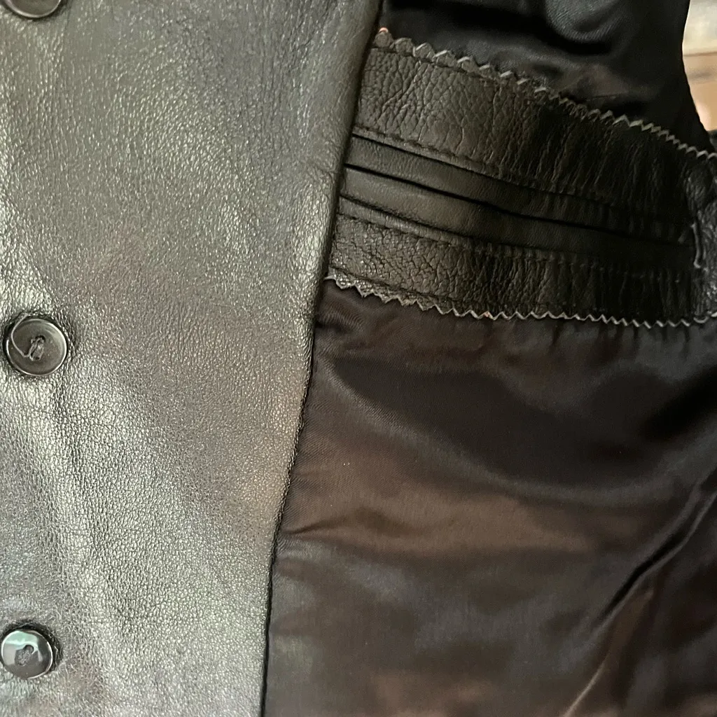 Schillaci leather retro modern glam Y2k Whimsygoth Italian leather vest size M Black Size M - Image 5