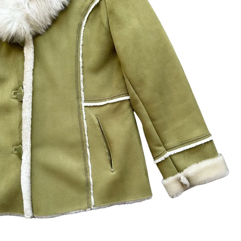🔃Novelti Adorable Junior Green Faux Suede Faux Fur Jacket Size XL - Image 8