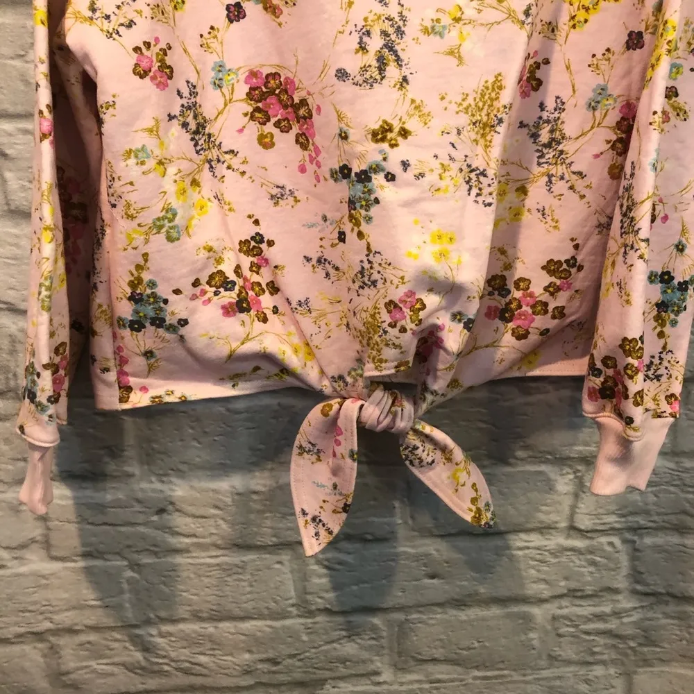 Cinq A Sept Sz Small Parker Sakura Floral Tie-Dye Pullover Sweatshirt Knot Front - Image 4