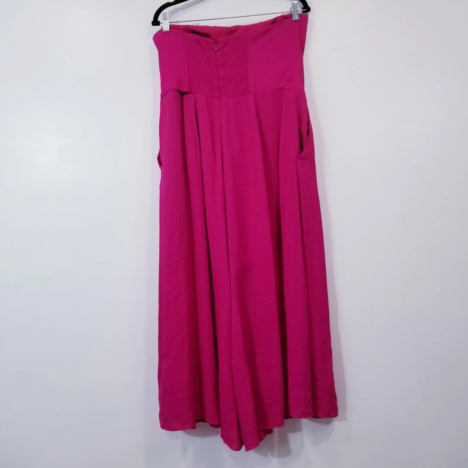 Anthropologie MAEVE Hot Pink Jumpsuit Smocked Strapless Wide Leg - Image 5