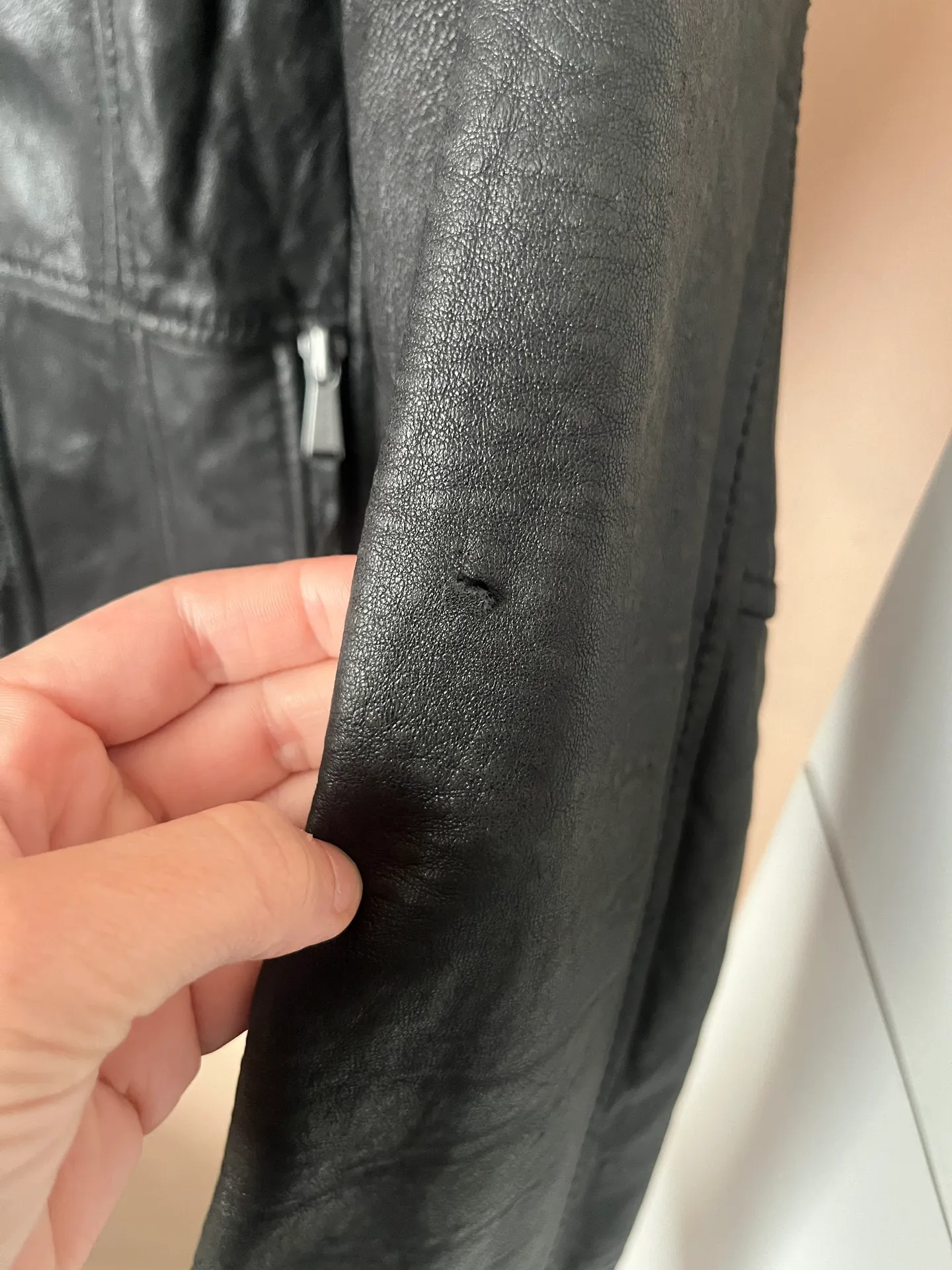 black leather bomber jacket - Image 6