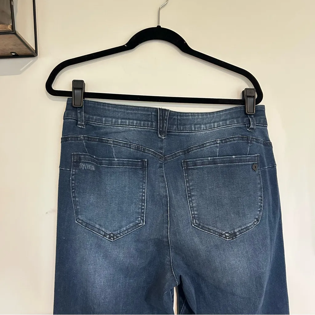 Democracy Straight Leg Lightly Distressed High Rise Denim Blue Jeans Size 14 - Image 4