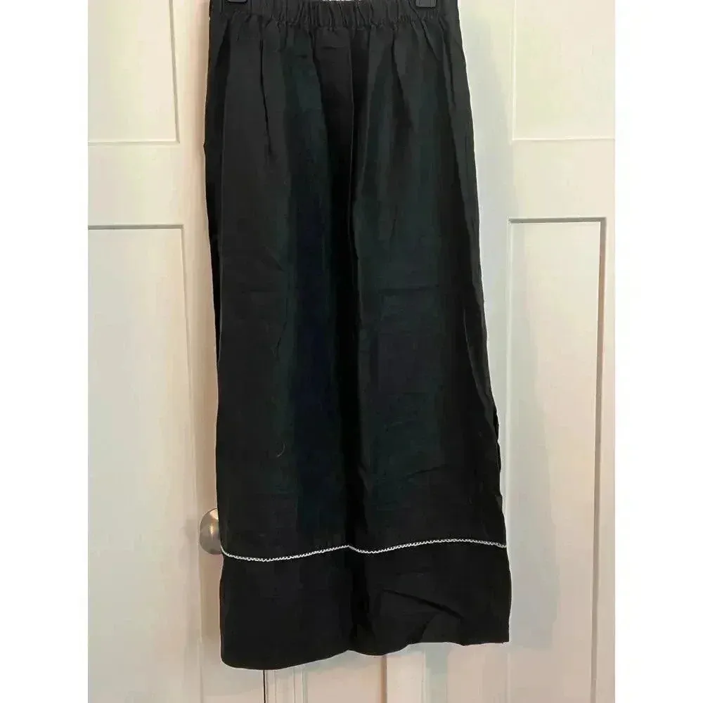 ISLAND REPUBLIC 100% LINEN MAXI SKIRT SIZE LARGE Black - Image 5