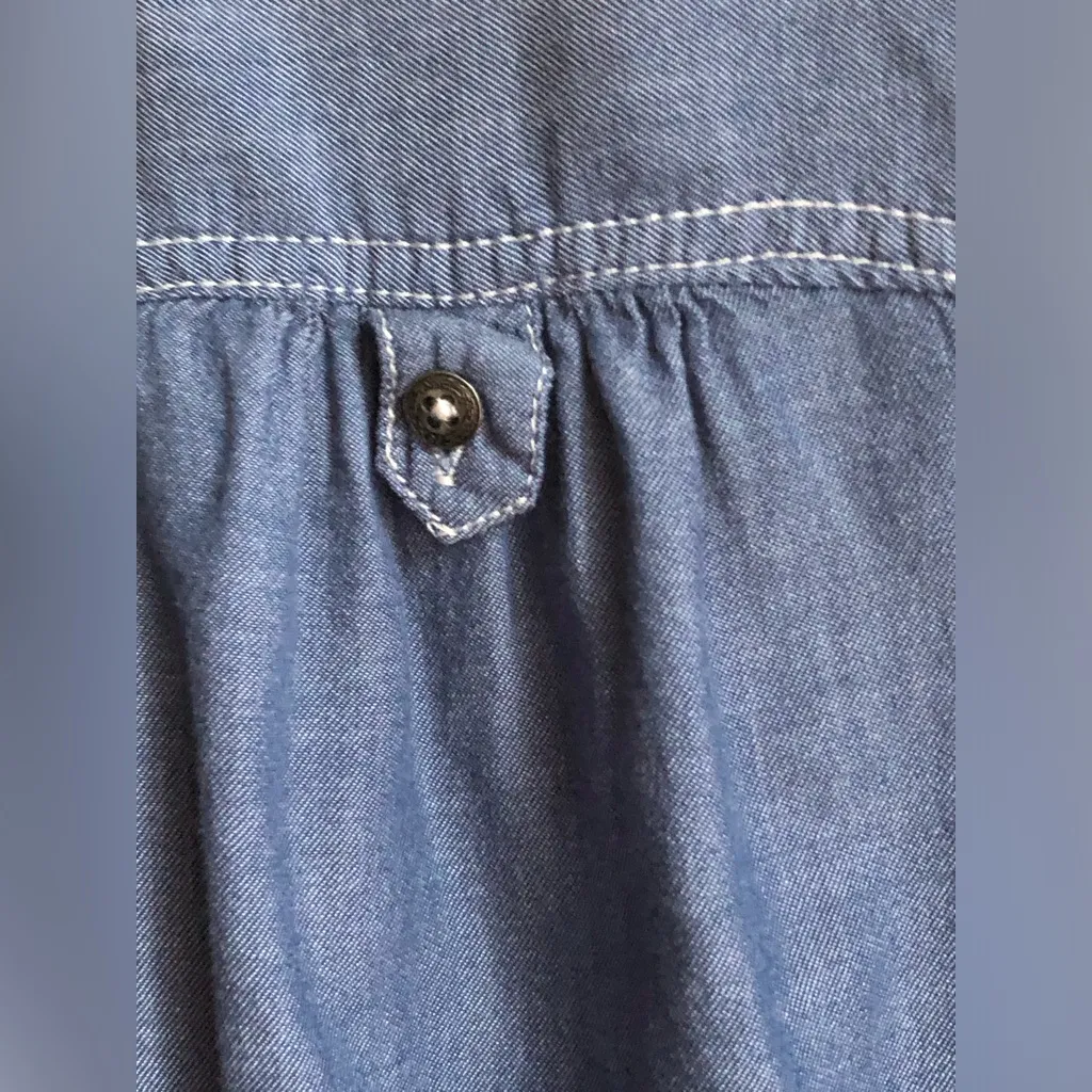 Prototype Authentic Lightweight Denim Chambray Top w/Cinched Tie Waist Blue Size L - Image 8