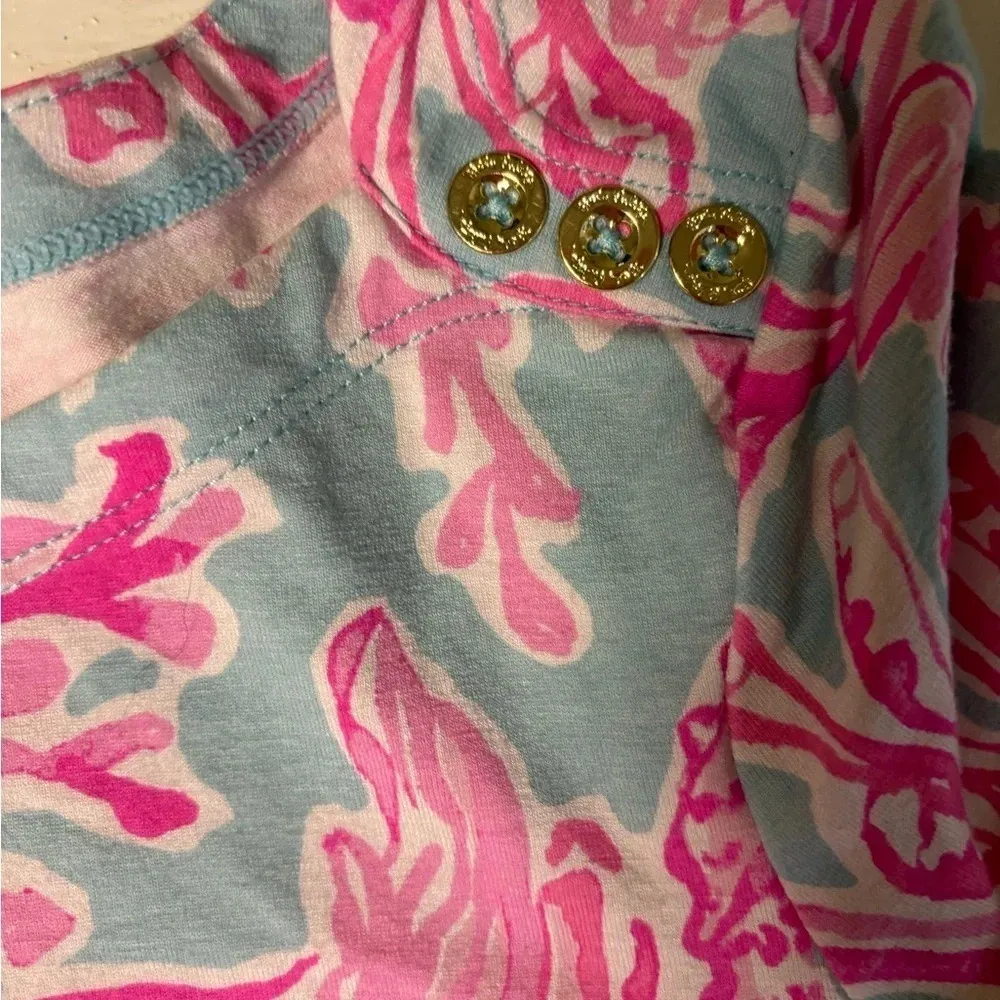 LILLY PULITZER Sophie Dress Seasalt Blue Shell We Dance  3/4 Sleeve Size XS - Image 5