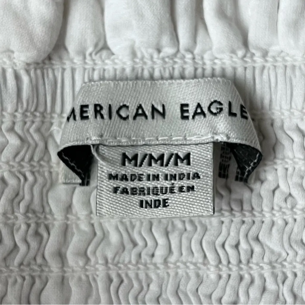 American Eagle White Crochet Peplum Crop Top M Coquette Cottagecore Lace preppy - Image 8