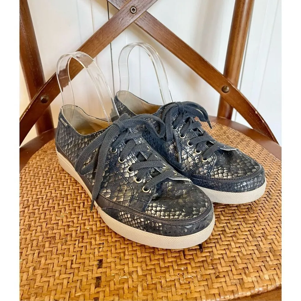 Mephisto blue runoff snakeskin leather sneakers size 6 Blue - Image 2