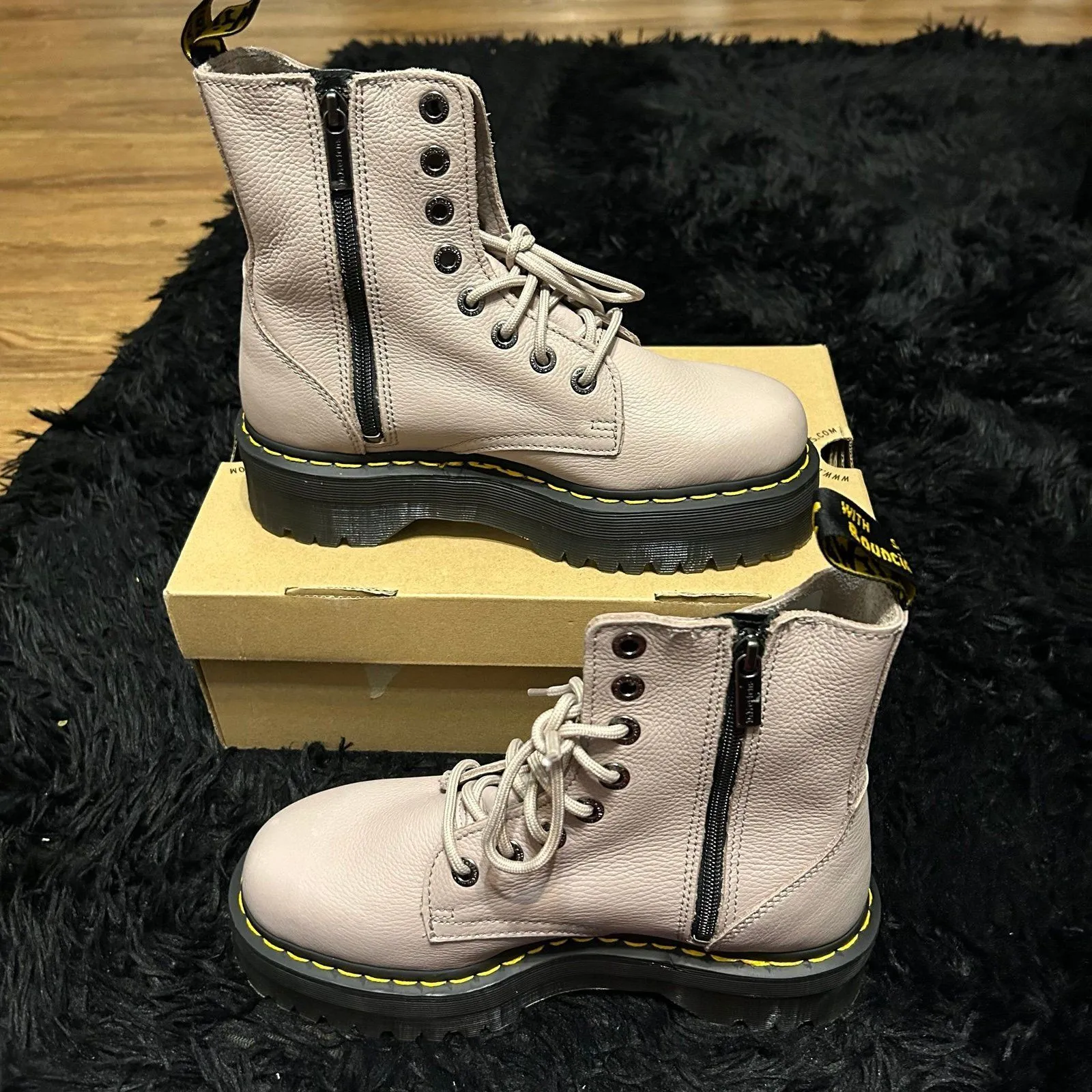 DR MARTENS Jadon leather platform zipper lace up boots booties shoes 9 new - Image 8