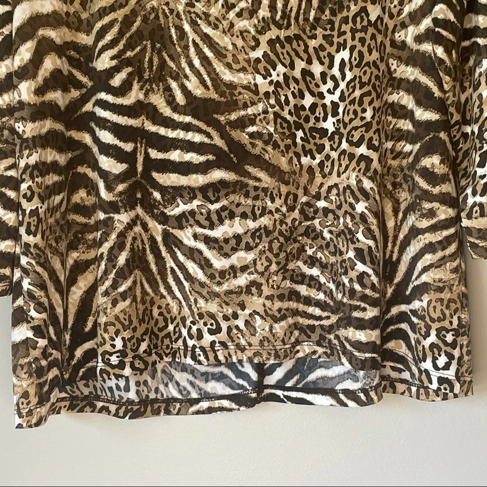 Kristen Crenshaw 3/4 Sleeve Animal Print Top XXL Brown - Image 9