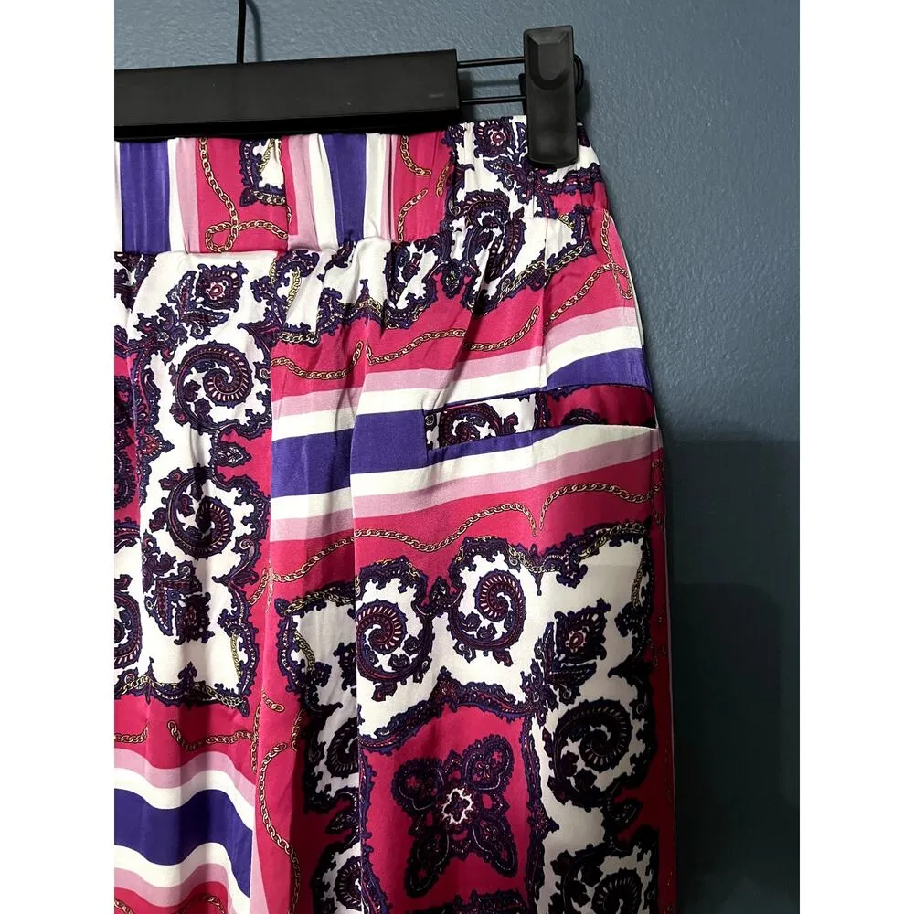New York & Company Pink Purple Italian Designer Inspired Palazzo Pants Sz L Size L - Image 6