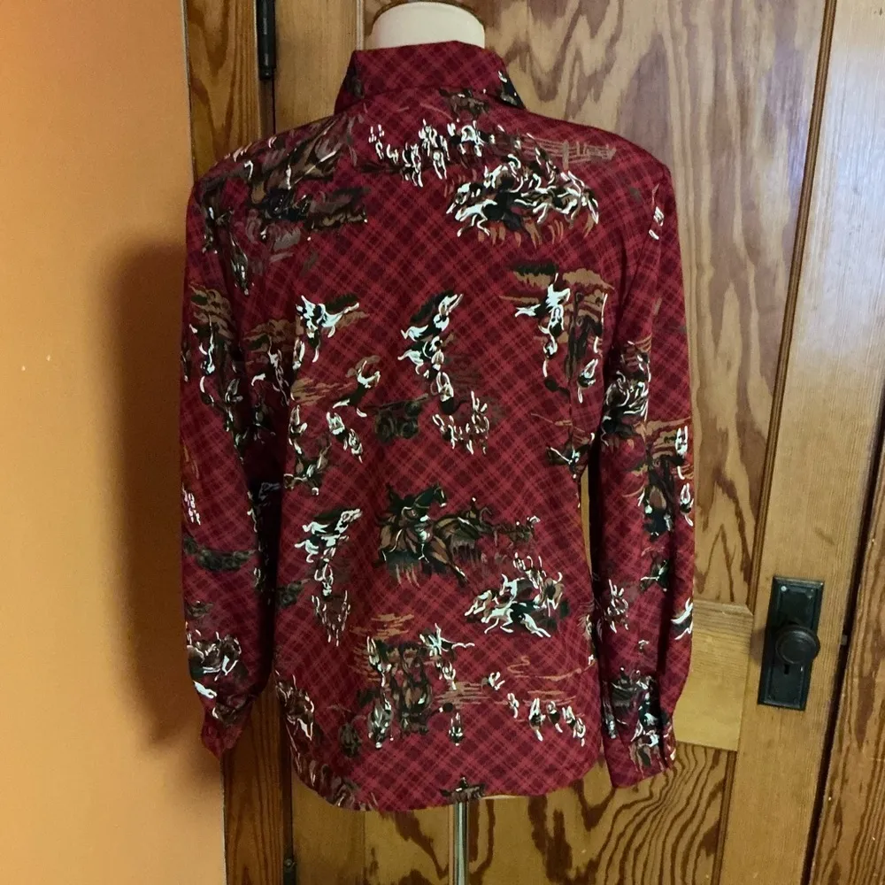 Vtg 90s Leslie Faye Equestrian button down blouse Size 10P - Image 10