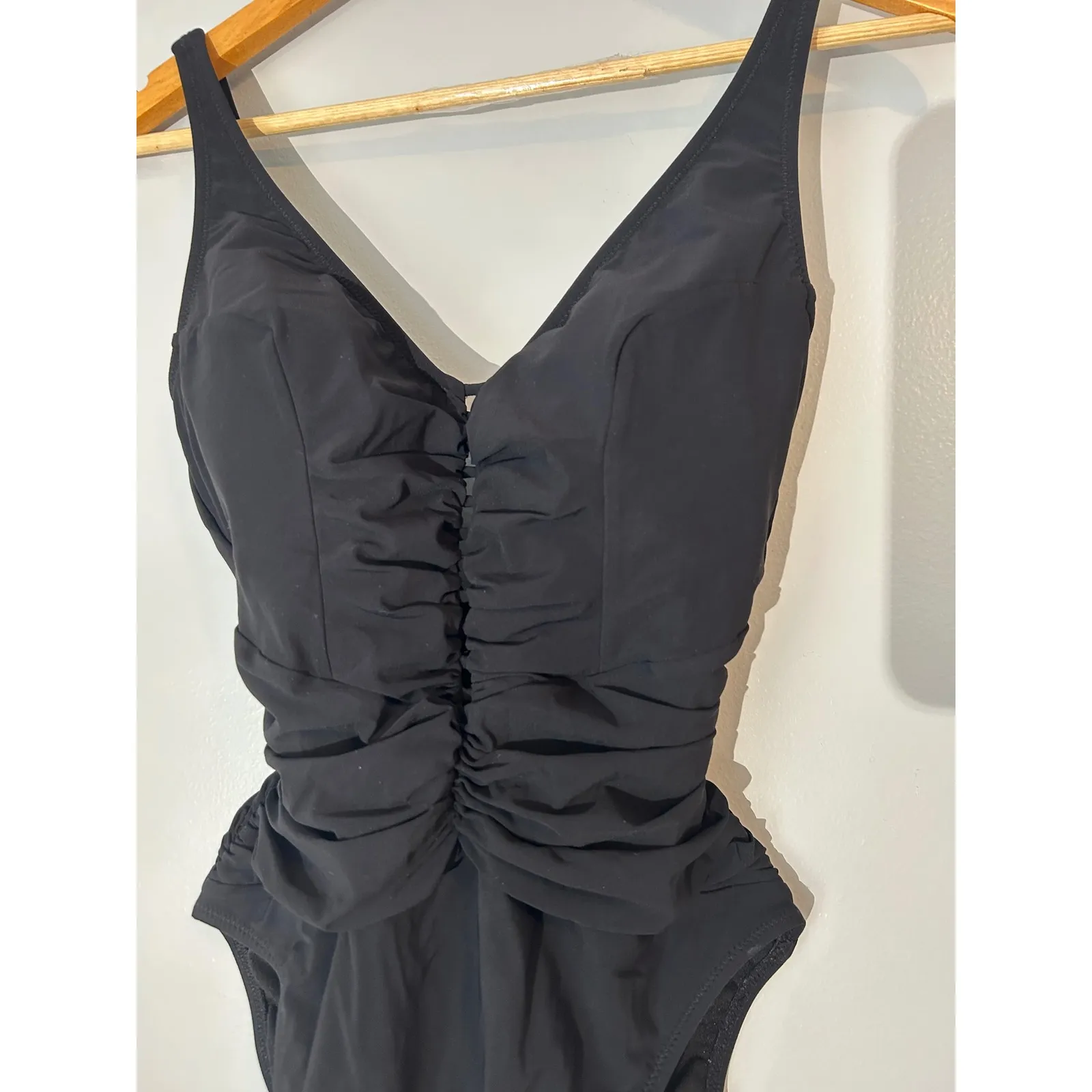 Profile by Gottex Ruched One Piece Swimsuit Tummy Control Shaping Black Size 6 - Image 3