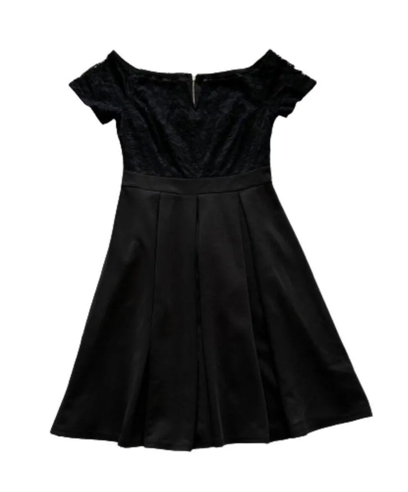 Miusol Dress Black Lace Short Sleeve Fit Flare Elegant Cocktail Dress Medium NEW - Image 8