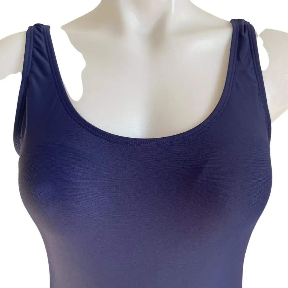Studio womens medium navy blue one-piece swimsuit with scoop back - Image 5