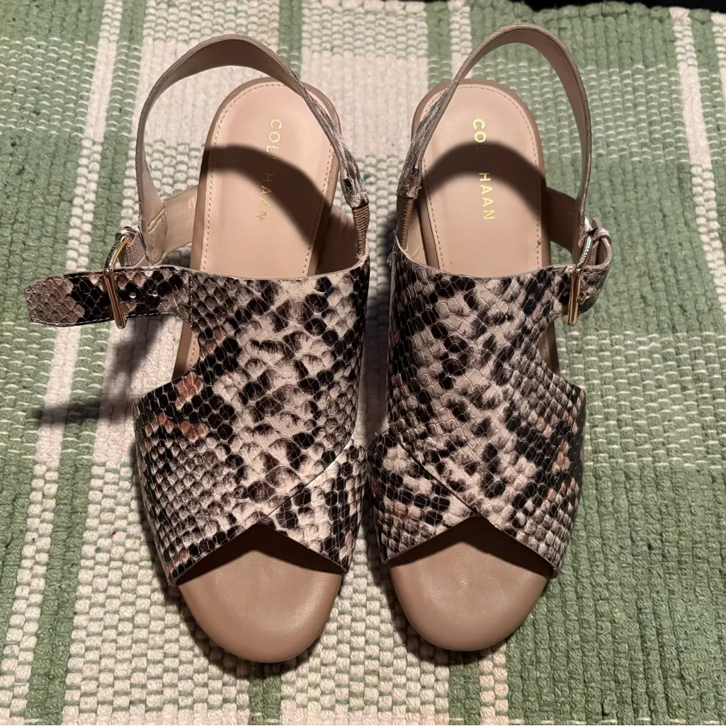 Cole Haan Women's Snakeskin Sandals -‎ Black and Cream - Image 3