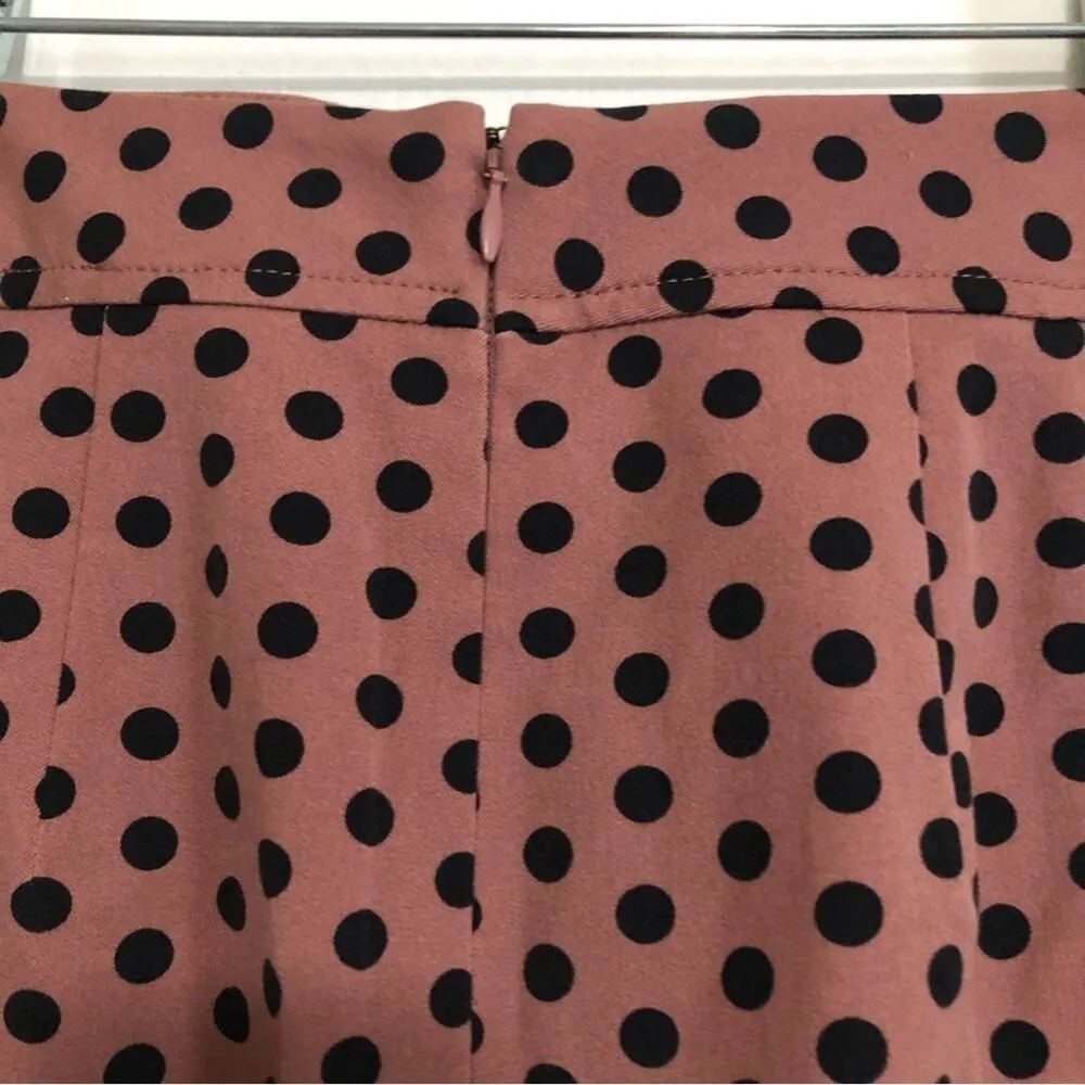 Ann Taylor Loft Mauve and Black Polka Dot Knee Length Pencil Skirt - Image 3