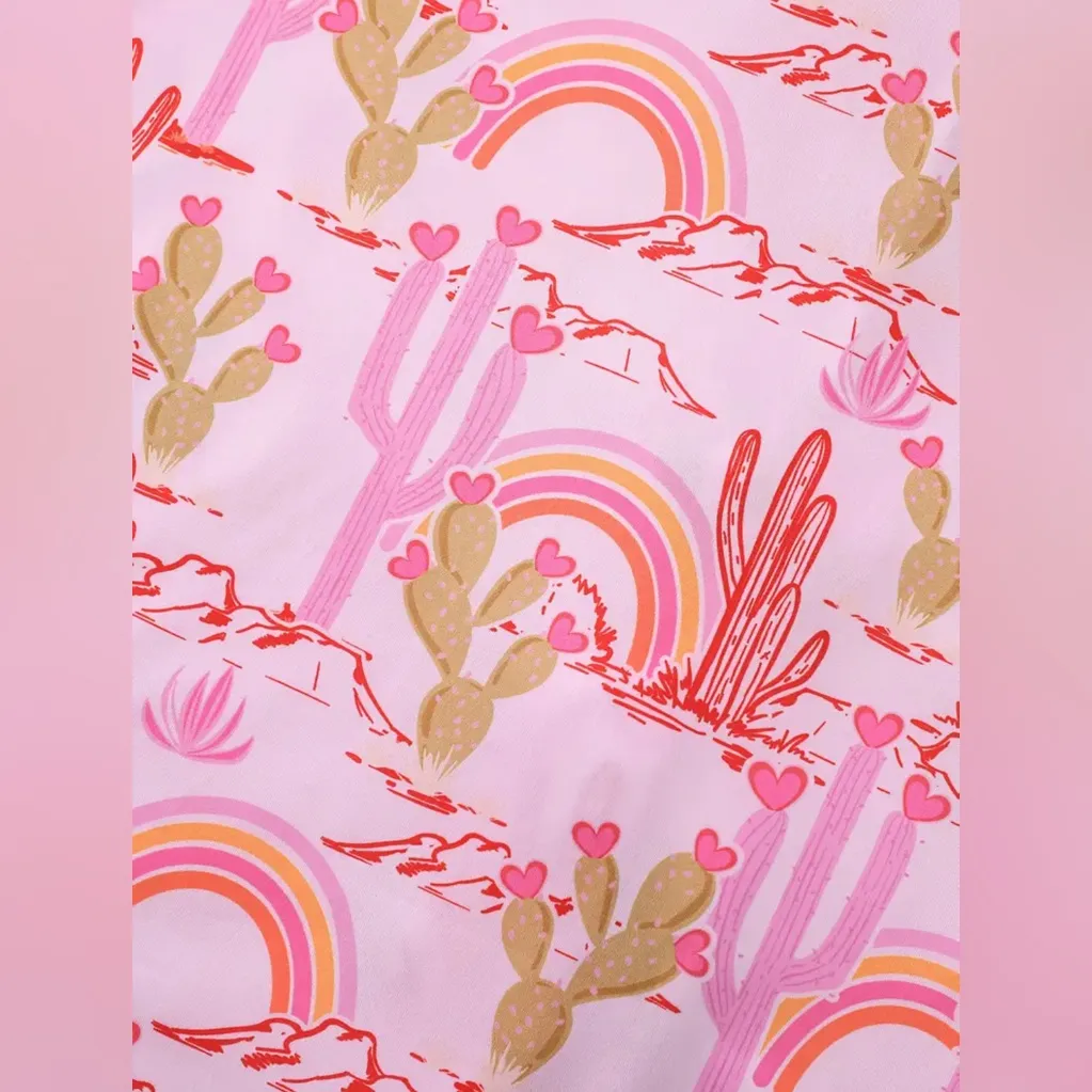 Pink Cactus & Rainbow Pajama Set – Women’s Size Large - Image 3