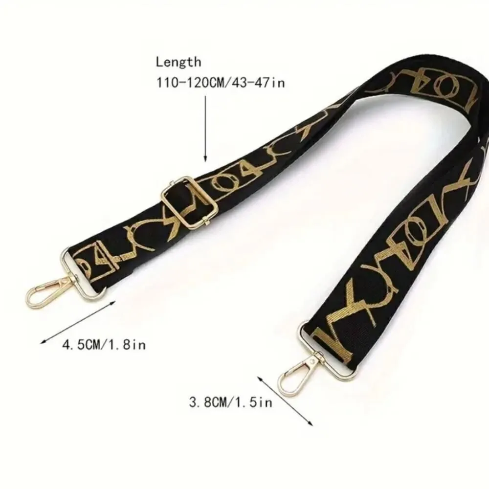 Adjustable Crossbody Bag Strap, Geometric Pattern Strap accessories bags Gold - Image 4
