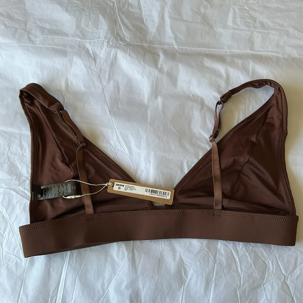 Skims Swim Top. PLUNGE BIKINI‎ TOP, COLOR COCOA, SIZE L NWT - Image 3