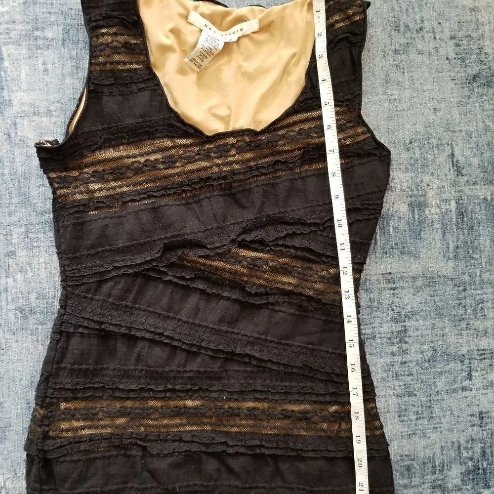 Max Studio Black Ruffle and Lace Tank S - Image 4