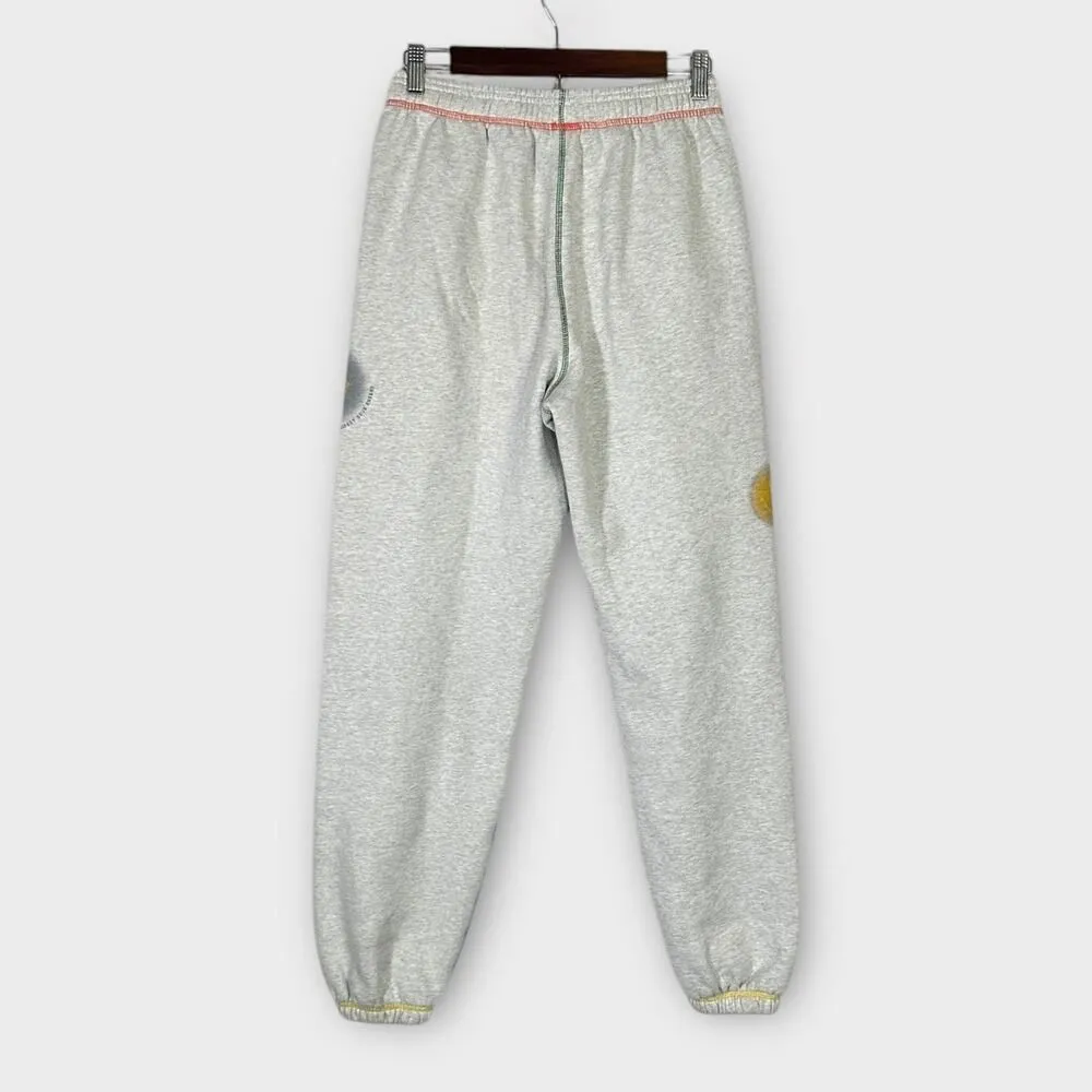 By Samii Ryan Smiley Rainbow Sweatpants Women's Small Gray Elastic Waist Printed - Image 4