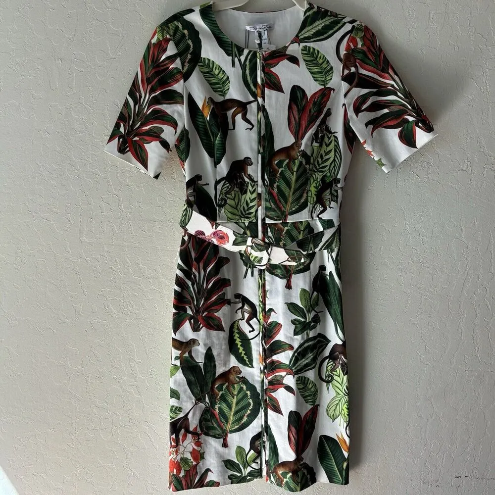 NWT Oscar De La Renta Monkey Leaf Print Dress - Image 7