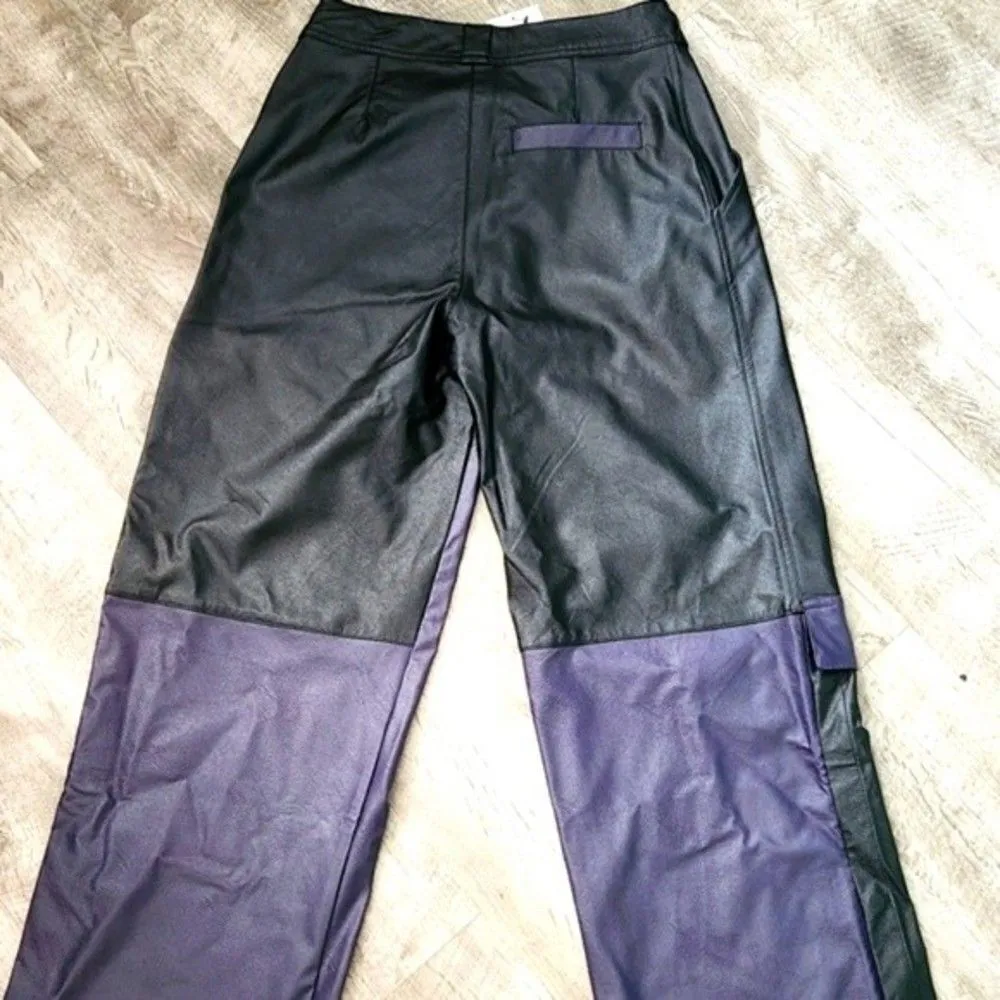RARE Air Jordan Women’s Faux Leather Pants Small NWT Classics 2.0 Colorblock - Image 6