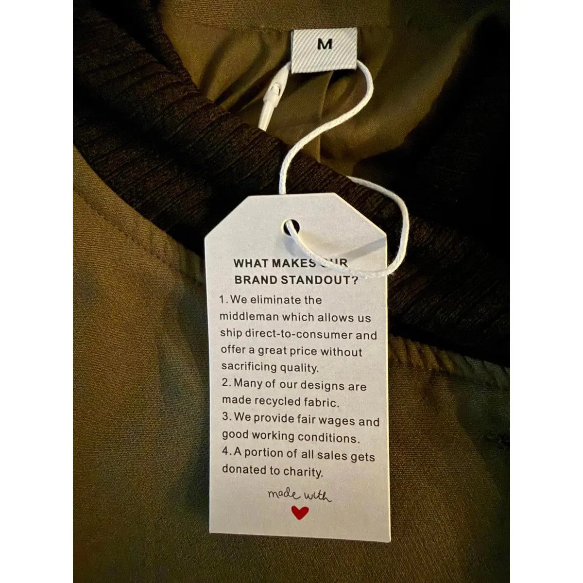 New Made With Love Women's Asymmetrical Jacket Size Medium Olive Green Buttons - Image 8