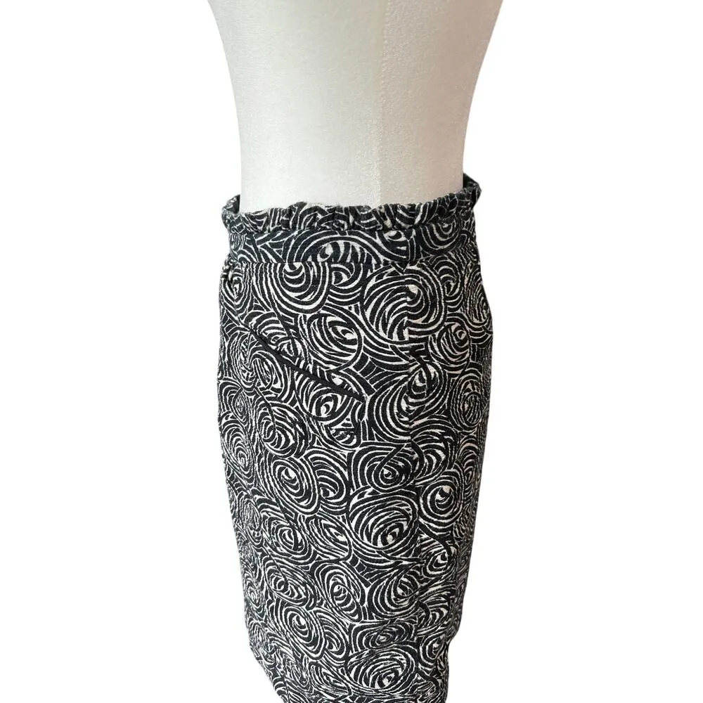 Elevenses Anthropologie Paper Bag Black Mini Skirt Women's Size 6 Boho Graphic - Image 3