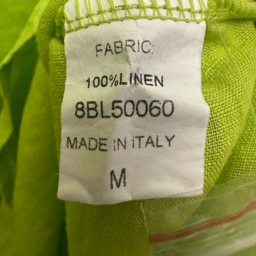 Aria Handmade Italian Linen Monalisa Vest Dress Size Medium In Kiwi Sleeveless - Image 6