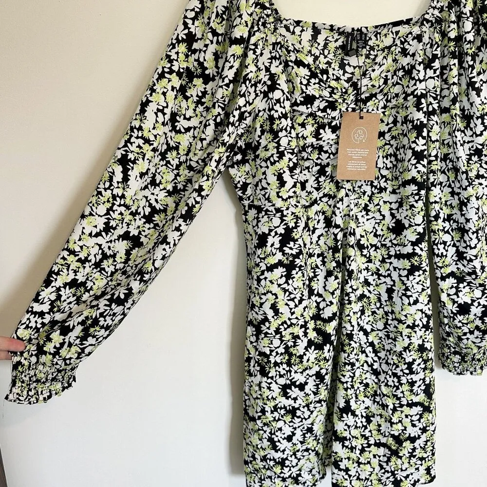 NWT Vero Moda Chaddie Ditsy Floral Boho Long Sleeve Ruched Mini Dress - XL - Image 10