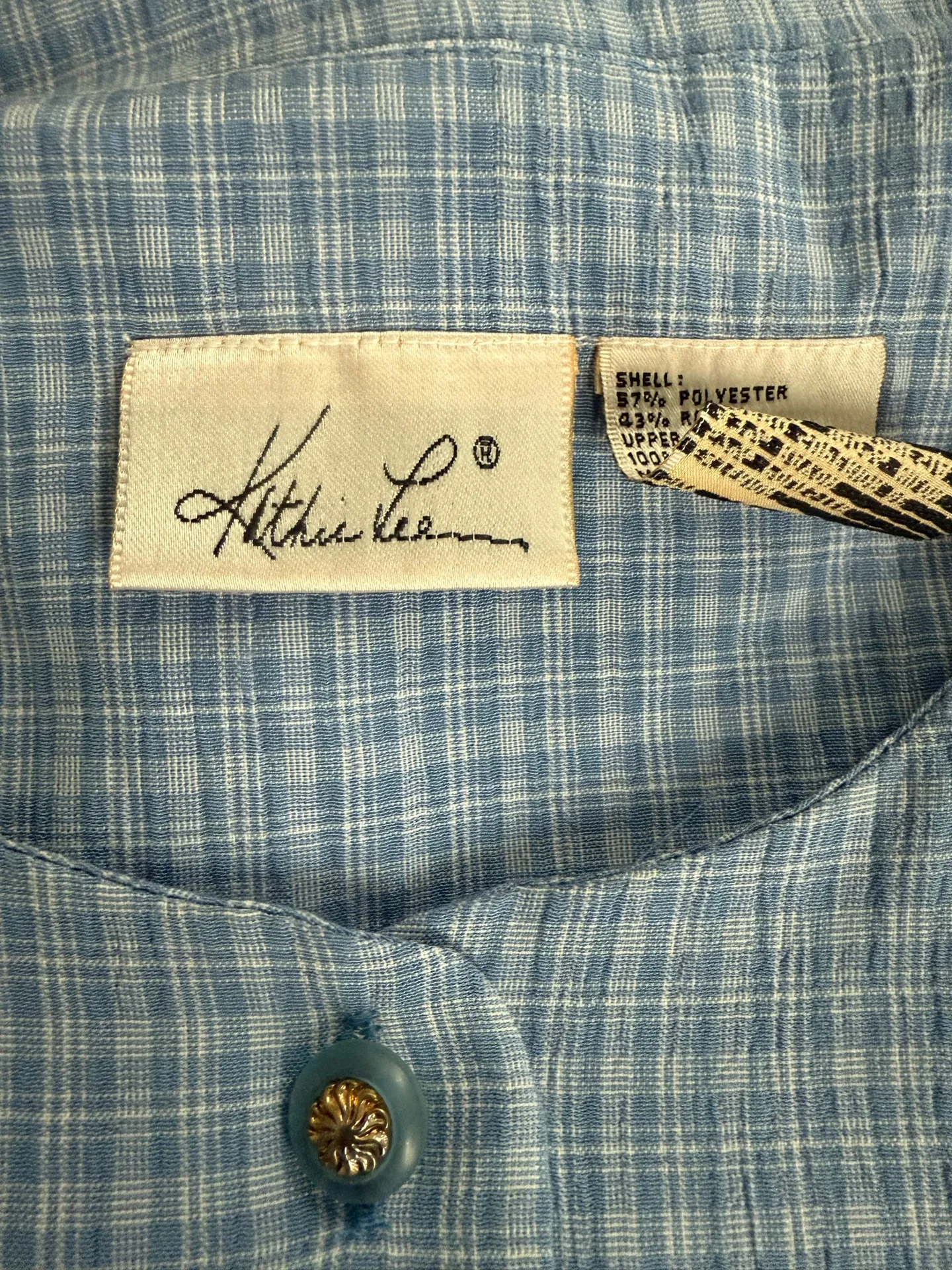 KATHIE LEE Vintage Plaid Dress with Gold Buttons - Image 5