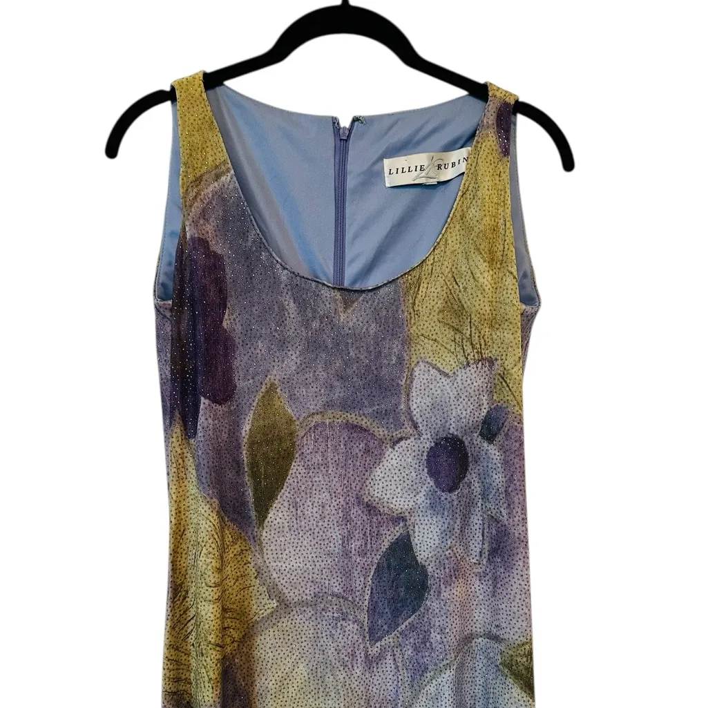 Vintage Sleeveless Maxi Dress Daisy Floral 90s Grunge Boho Fairy Size Large Purple - Image 3