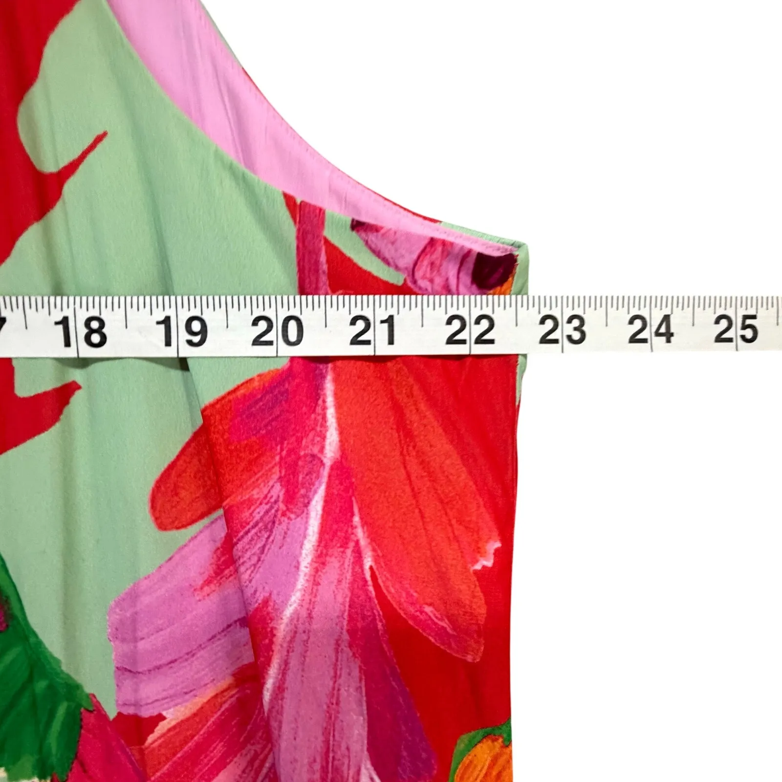 Chicos Trapeze Dress Womens 16 Multicolor Floral Foliage Print Tie Back Tropical - Image 7