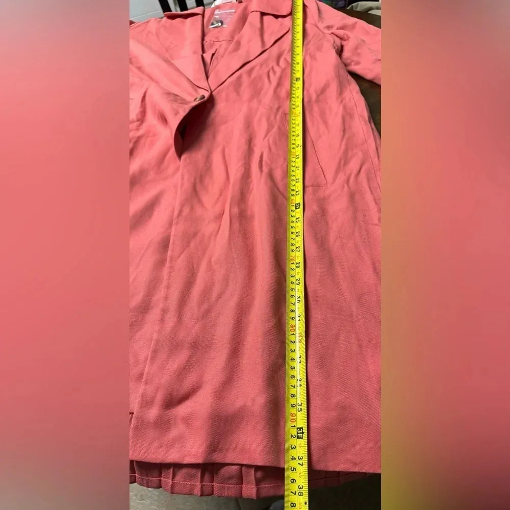 Soft Surroundings Coral Town & Country Trench Coat Lightweight Pleats Sz Med - Image 8