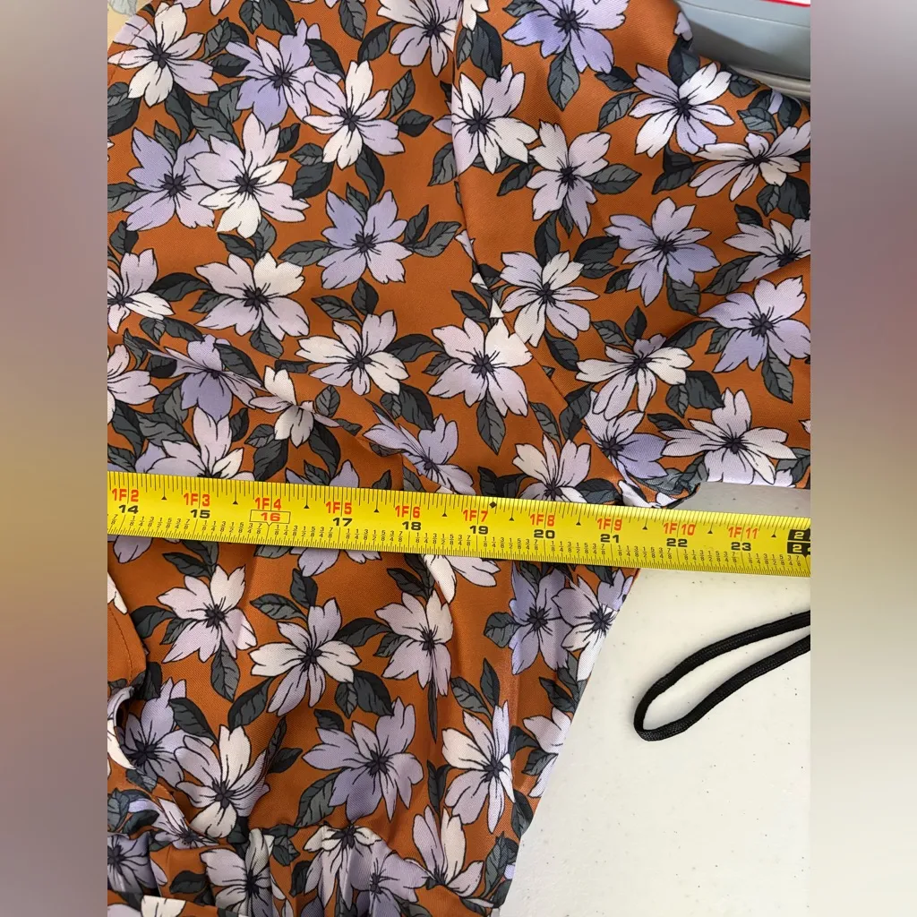 Eloquii Floral Mixed Print Satin Asymmetric‎ Pleated Plus Size Midi Dress 16 529 - Image 7