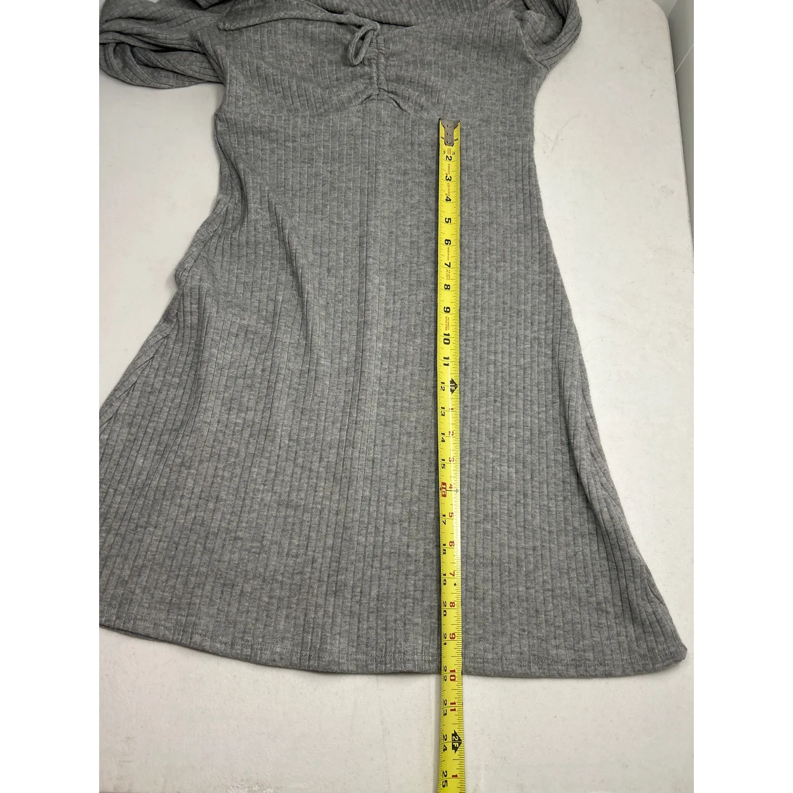 LUSH from Nordstrom Ribbed Long Sleeve Sweater Dress in Gray. Size L. NWOT - Image 7