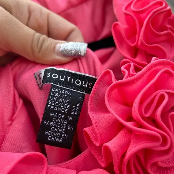 JS Boutique Barbie pink formal dress‎ ruffle size 4 rhinestone prom dance - Image 6