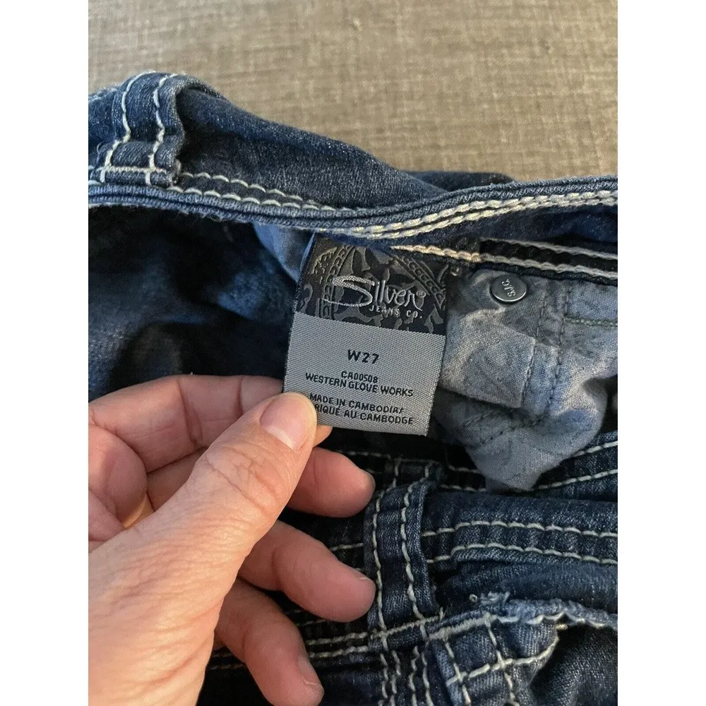 Silver Suki Surplus Low Rise Denim Capri Jeans Women’s Size 27 W Thick Stitch - Image 6