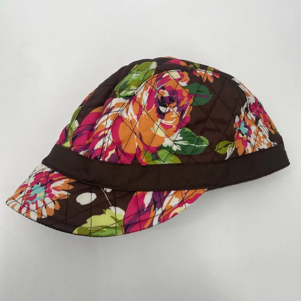 VERA BRADLEY Hat Cap English Rose Newgirl Cozy Fleece Lining Brown Casual Fall - Image 13