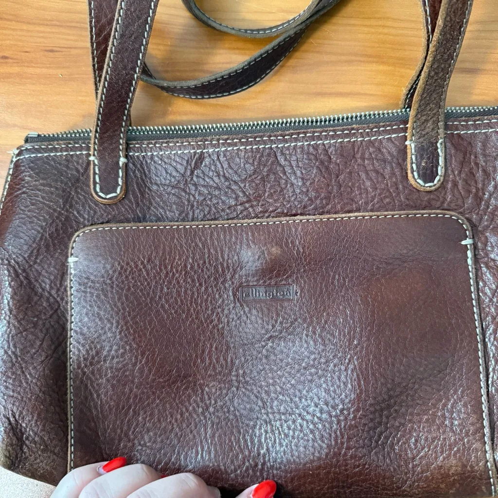 Ellington Dark Brown Leather Shoulder Purse Bag Zip‎ Top Neutral Natural Minimal - Image 6