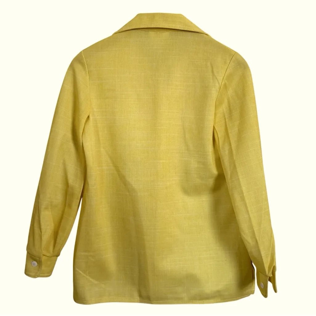 Jantzen Womens Shirt Jacket Yellow Pointed Collar 70s Vintage Women’s 10 - Image 3