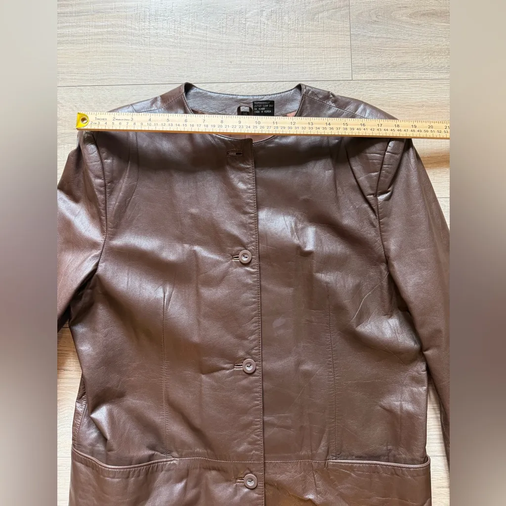 Tofi Women’s Brown Genuine Leather Button Front Jacket Size 14 - Image 8