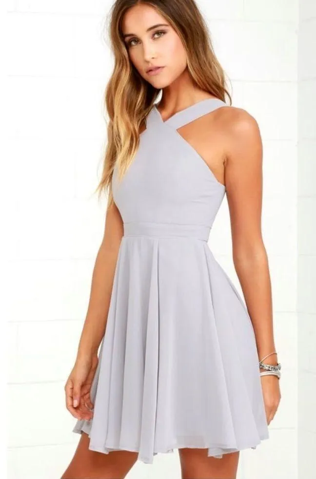 Grey Skater Dress Gray Size M - Image 3