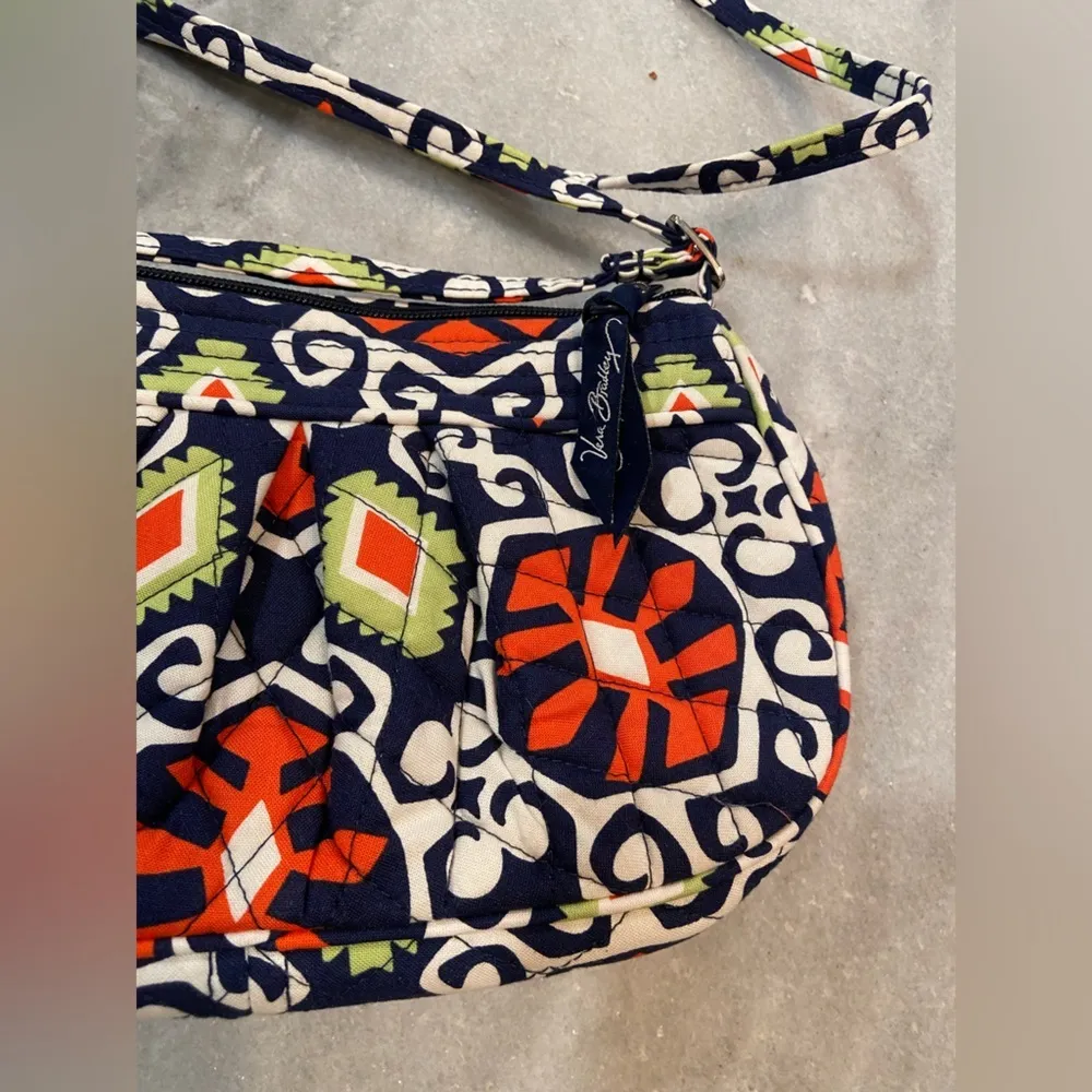 Vera Bradley Sun Valley Frannie Cross Body Bag Navy Blue Quilted Zip Closure - Image 2